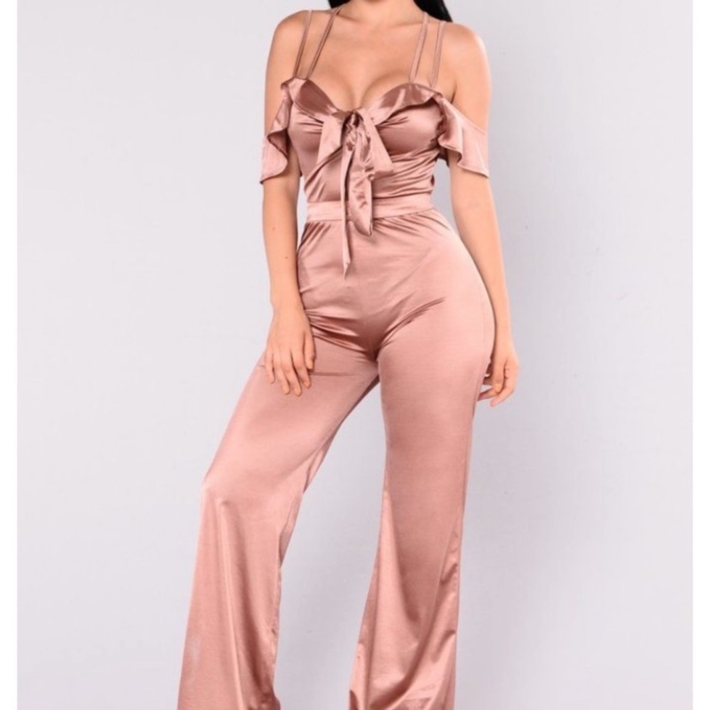 Rose Gold satin jumpsuit